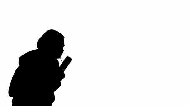 Schwarze Silhouette Einer Frau Auf Weißem Hintergrund Ein Junges Mädchen — Stockvideo