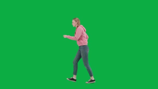 Rån Och Kriminella Koncept Porträtt Offret Kromnyckel Grön Skärm Bakgrund — Stockvideo