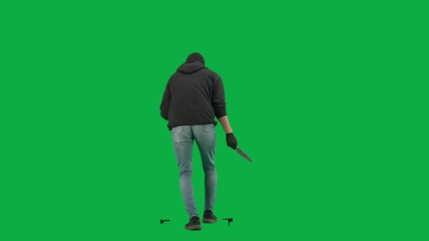 Diefstal Crimineel Concept Portret Van Dief Chroma Key Groen Scherm — Stockvideo