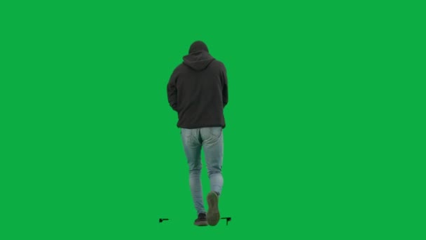 Koncept Loupeže Zločinu Portrét Zloděje Zeleném Pozadí Barevné Klávesy Muž — Stock video