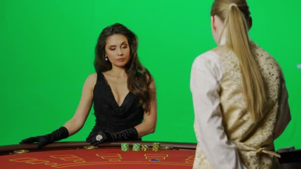 Casino Gokken Creatieve Reclame Concept Portret Van Een Elegante Vrouw — Stockvideo