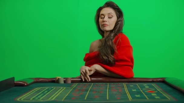 Casino Gioco Azzardo Creativo Concetto Pubblicità Ritratto Femmina Attraente Schermo — Video Stock