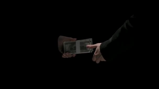 Affärspartnerskap Och Pengar Korruption Kreativa Koncept Porträtt Affärsmän Kostymer Isolerade — Stockvideo