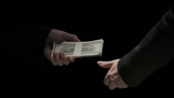 Geschäftspartnerschaft Und Geld Korruption Kreatives Konzept Porträt Von Geschäftsleuten Anzügen — Stockvideo