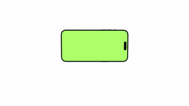 Telefon Komórkowy Czystym Zielonym Ekranem Widok Przodu Izolowany Białym Tle — Wideo stockowe