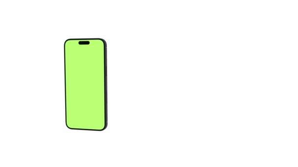 Mobiltelefon Mit Leerem Grünen Bildschirm Frontansicht Isoliert Auf Weißem Hintergrund — Stockvideo