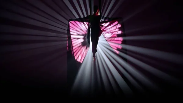 Modern Koreografi Akrobasi Yaratıcı Reklam Konsepti Parlak Spot Işıklarına Karşı — Stok fotoğraf