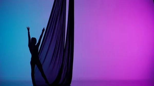 Moderne Koreografi Akrobatikk Kreativ Reklame Konsept Silhuett Kvinnelig Akrobat Isolert – stockfoto