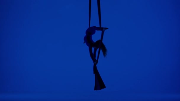 Modern Koreografi Och Akrobatik Kreativ Reklam Koncept Silhuett Kvinnlig Konstnär — Stockvideo