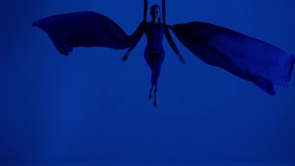 Moderní Choreografie Akrobacie Kreativní Reklamní Koncept Silueta Ženského Umělce Izolovaného — Stock video