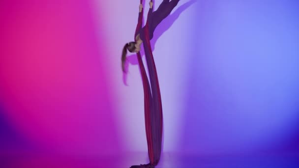 Сучасна Хореографія Акробатика Концепція Креативної Реклами Портрет Самки Акробат Ізольований — стокове відео