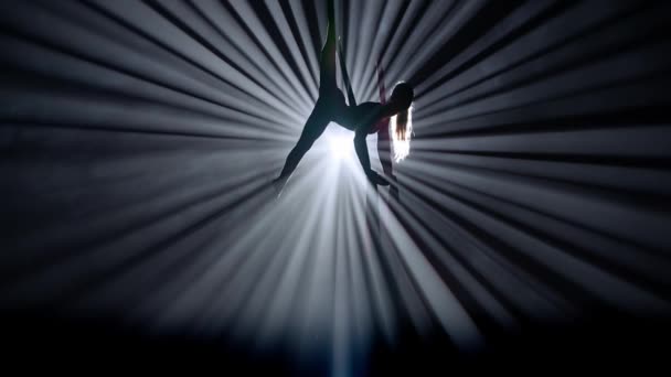 Moderne Choreografie Acrobatiek Creatieve Reclame Concept Silhouet Van Vrouwelijke Geïsoleerd — Stockvideo