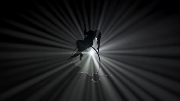 Сучасна Хореографія Акробатика Концепція Креативної Реклами Жінка Гімнастка Ізольована Чорному — стокове відео