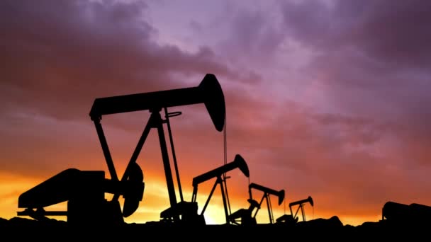 Natürliche Ressourcen Und Moderne Technologie Der Energiewirtschaft Schuss Von Ölfeldkränen — Stockvideo