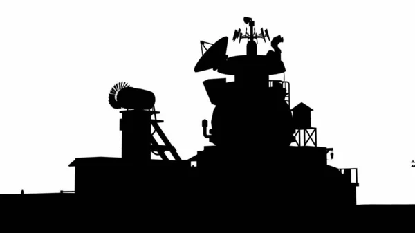 Siluete Ale Sistemului Radar Stații Antenă Fundal Alb — Fotografie, imagine de stoc