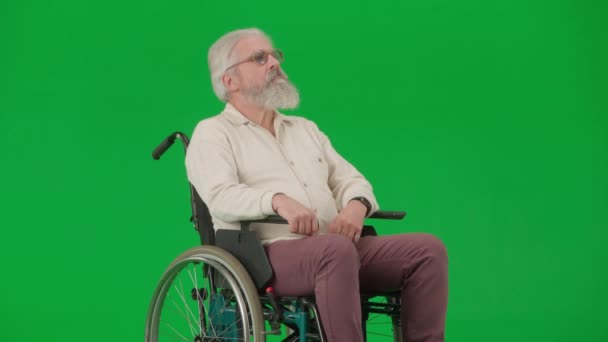 Пенсионер Уход Повседневной Жизни Творческой Рекламной Концепции Портрет Пожилого Инвалида — стоковое видео