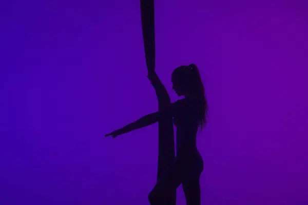 Nowoczesna Choreografia Koncepcja Kreatywnej Reklamy Akrobatycznej Sylwetka Akrobatki Odizolowana Kolorowym — Zdjęcie stockowe