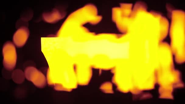 Symbole Wellen Werbekonzept Zeichenvorlage Isoliert Auf Schwarzem Hintergrund Neon Gelbes — Stockvideo