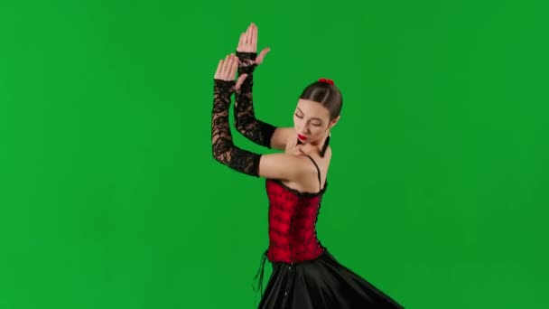 Coreografia Moderna Uma Dança Mulher Dançarina Dançando Tela Verde Chave — Vídeo de Stock