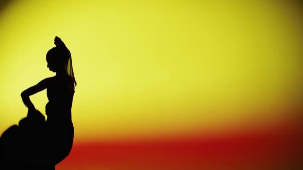 Chorégraphie Moderne Une Danse Silhouette Femme Dansant Sur Fond Coloré — Video