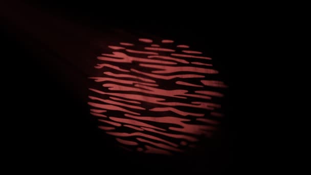 专业的舞台设备和闪电创意广告理念 放映机薄雾圈的演播室拍摄 在黑色背景下被剥离 中央闪烁着浓烟的红灯 — 图库视频影像