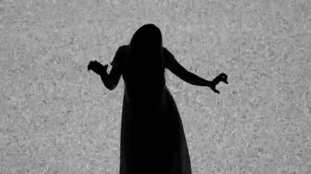 Halloween Film Horreur Concept Créatif Silhouette Contre Écran Télévision Numérique — Video