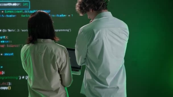 Futuristiska Universitet Och Artificiell Intelligens Koncept Specialister Mot Stor Digital — Stockvideo