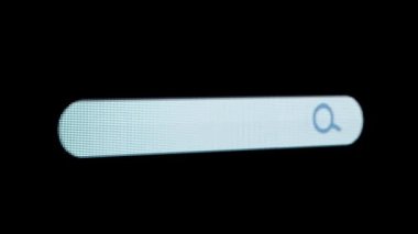 İnternet teknolojisi çevrimiçi bilgi. Ekran görüntüsü. Canlandırılmış arama çubuğuyla piksel ekran Macaristan Başbakanı 'nın girdiği anahtar kelimeler, büyüteç ve metin başlığı içeren tarayıcı çubuğu.