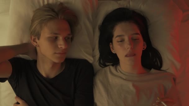 Iubesc Conceptul Relații Intime Vedere Sus Iubitoare Cuplu Timp Romantic — Videoclip de stoc