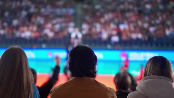 Instantané Électrisant Des Fans Soccer Silhouette Dans Une Arène Sportive — Video