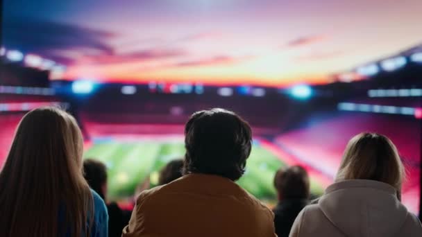 Elektrický Snímek Siluety Fotbalových Fanoušků Sportovní Aréně Paže Zvednuté Vysoko — Stock video