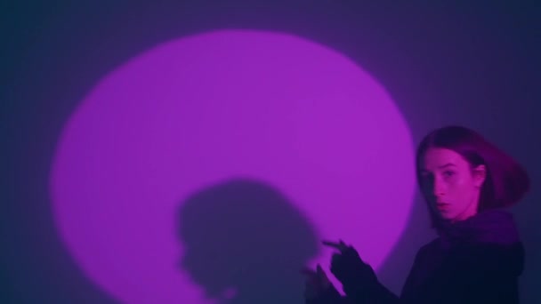 Girl Channeling Her Inner Rhythm Hip Hop Dance Illuminated Radiant — Stock Video