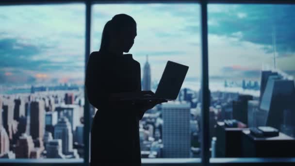 企业商业广告的概念 办公室里成功的女商人 — 图库视频影像