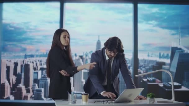 Corporate Business Werbung Konzept Erfolgreiche Geschäftsleute Büro Mann Und Frau — Stockvideo