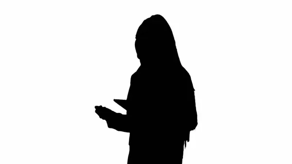 News Report Live Broadcasting Advertisement Concept Female Reporter Black Silhouette — Stock Photo, Image
