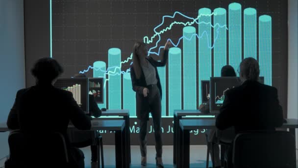 Obchodní Plán Projektového Manažera Firemní Konference Kanceláři Finanční Specialisté Vedoucí — Stock video