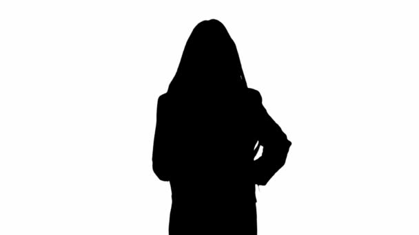 Notiziario Televisivo Concetto Pubblicità Diretta Silhouette Nera Reporter Femminile Sfondo — Video Stock