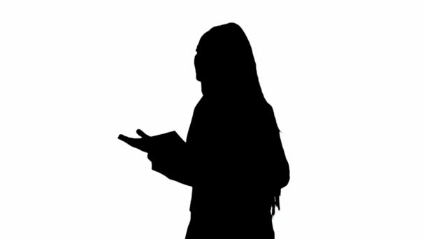 Notiziario Televisivo Concetto Pubblicità Diretta Silhouette Nera Reporter Femminile Sfondo — Video Stock