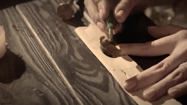 Forntida Brev Kreativt Koncept Kvinna Antik Dräkt Vid Skrivbordet Kvinna — Stockvideo