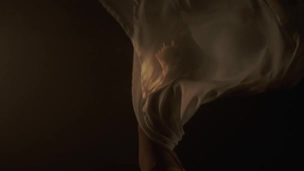 Суть Танцю Через Тонку Взаємодію Світла Тіні Танцівниця Затінена Білим — стокове відео