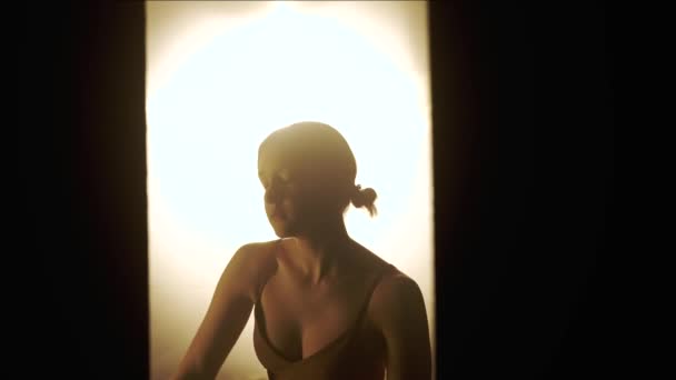 Essência Dança Através Delicada Interação Entre Luz Sombra Como Dançarino — Vídeo de Stock
