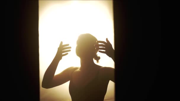 Esencia Danza Través Delicada Interacción Luz Sombra Como Bailarín Mueve — Vídeo de stock