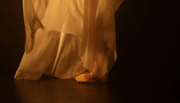 Essence Dance Delicate Interplay Light Shadow Dancer Shrouded White Chiffon — Stock Photo, Image