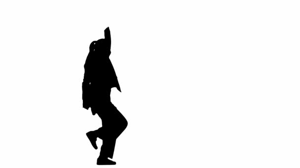 Женщина Черном Деловом Костюме Танцует Весело Современная Творческая Рекламная Концепция — стоковое видео