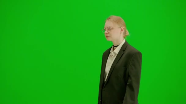 Modern Businesswoman Creative Advertisement Concept Portrait Female Suit Chroma Key — Stock Video