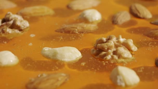 Концепция Пищевой Рекламы Здоровый Органический Мед Сладкий Свежий Золотой Мед — стоковое видео