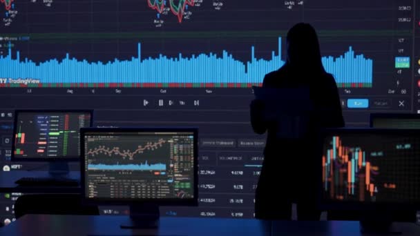 Finanční Korporátní Obchodní Koncepce Úspěšný Obchodník Kanceláři Žena Investor Ředitel — Stock video
