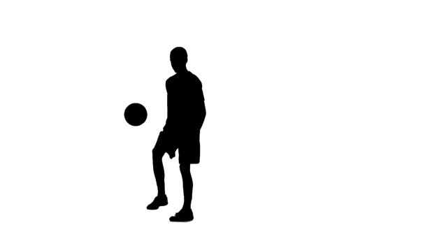 Concept Publicité Sportive Silhouette Footballeur Isolé Sur Fond Blanc Avec — Video