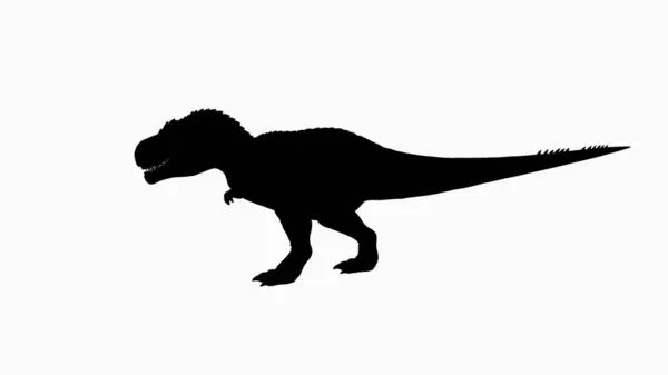 Silueta Neagră Prezintă Dinozaur Carnivor Solzi Proeminenți Dinți Ascuțiți Coadă Imagini stoc fără drepturi de autor