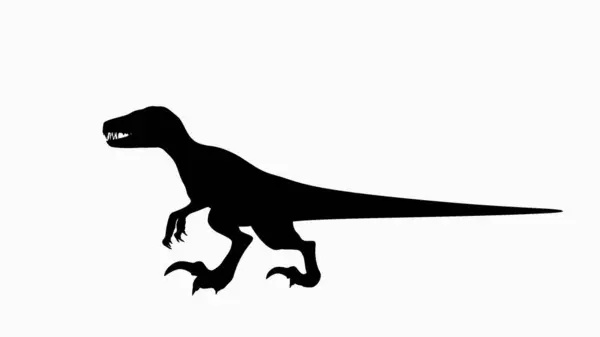 猛禽的黑色轮廓 以掠夺性姿态描绘 恐龙锋利的牙齿和敏捷的体形 白色背景 这种简约设计的图形理想使用了 免版税图库照片